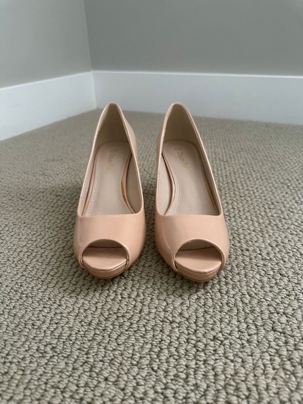 Dream Pairs Nude Patent Peep-Toe Heels